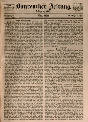 Bayreuther Zeitung Dienstag 20. August 1850