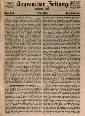 Bayreuther Zeitung Samstag 24. August 1850