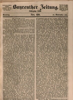 Bayreuther Zeitung Sonntag 15. September 1850
