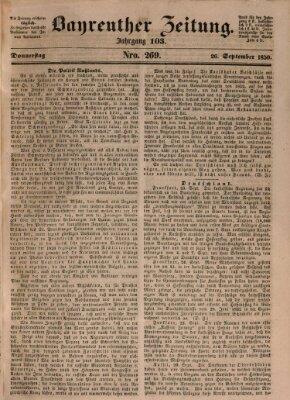 Bayreuther Zeitung Donnerstag 26. September 1850