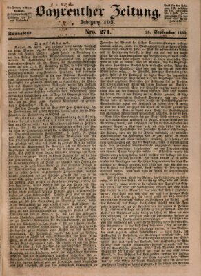 Bayreuther Zeitung Samstag 28. September 1850