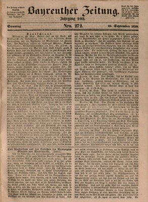 Bayreuther Zeitung Sonntag 29. September 1850