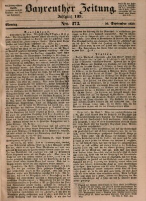 Bayreuther Zeitung Montag 30. September 1850