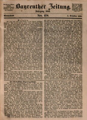 Bayreuther Zeitung Samstag 5. Oktober 1850