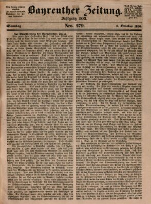 Bayreuther Zeitung Sonntag 6. Oktober 1850