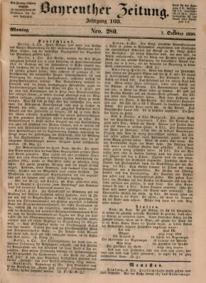 Bayreuther Zeitung Montag 7. Oktober 1850