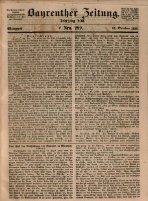 Bayreuther Zeitung Mittwoch 16. Oktober 1850