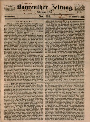 Bayreuther Zeitung Samstag 19. Oktober 1850