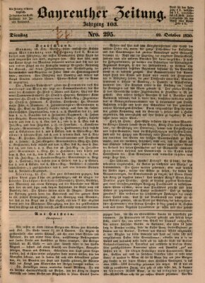 Bayreuther Zeitung Dienstag 22. Oktober 1850