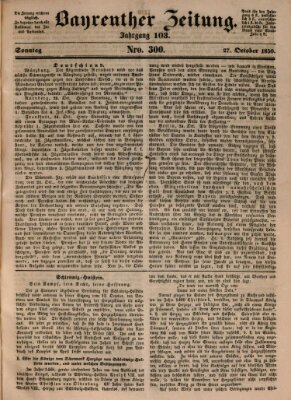 Bayreuther Zeitung Sonntag 27. Oktober 1850