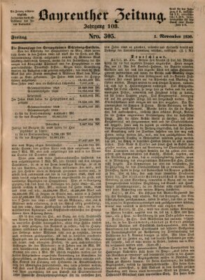 Bayreuther Zeitung Freitag 1. November 1850