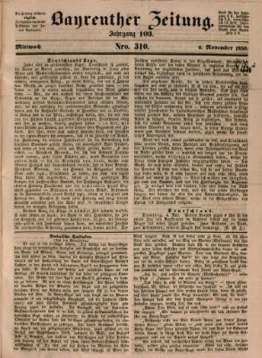 Bayreuther Zeitung Mittwoch 6. November 1850