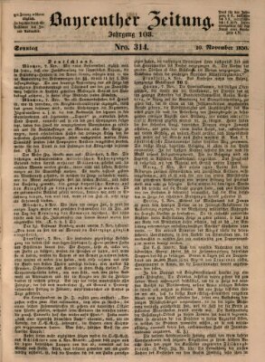 Bayreuther Zeitung Sonntag 10. November 1850