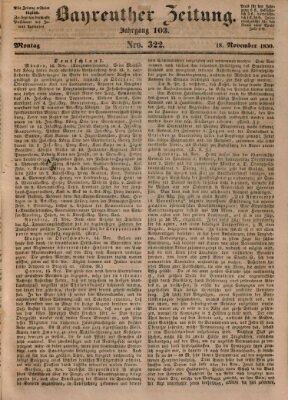 Bayreuther Zeitung Montag 18. November 1850