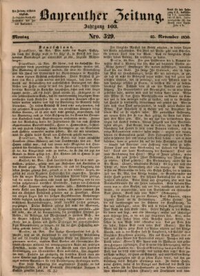 Bayreuther Zeitung Montag 25. November 1850