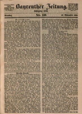 Bayreuther Zeitung Dienstag 26. November 1850