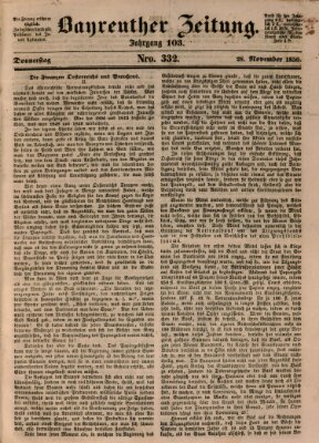 Bayreuther Zeitung Donnerstag 28. November 1850