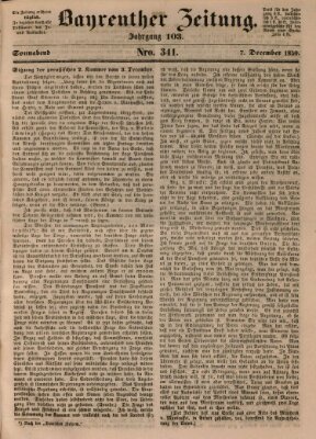 Bayreuther Zeitung Samstag 7. Dezember 1850