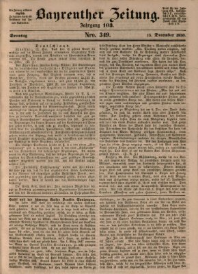 Bayreuther Zeitung Sonntag 15. Dezember 1850