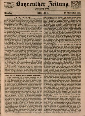 Bayreuther Zeitung Dienstag 17. Dezember 1850