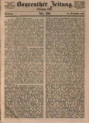 Bayreuther Zeitung Sonntag 22. Dezember 1850