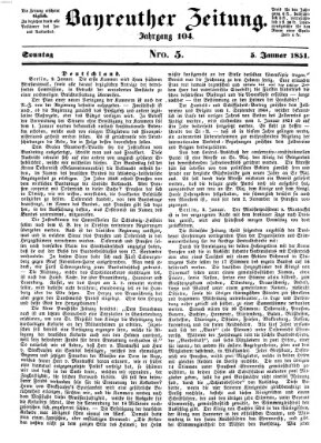 Bayreuther Zeitung Sonntag 5. Januar 1851