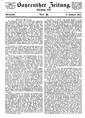 Bayreuther Zeitung Mittwoch 8. Januar 1851