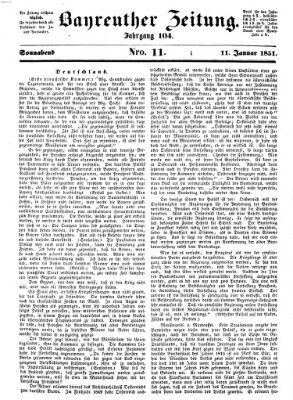 Bayreuther Zeitung Samstag 11. Januar 1851