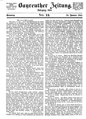 Bayreuther Zeitung Sonntag 12. Januar 1851