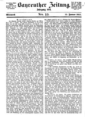 Bayreuther Zeitung Mittwoch 15. Januar 1851