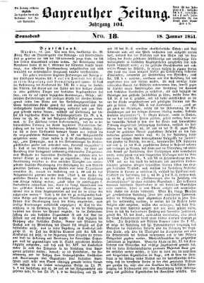 Bayreuther Zeitung Samstag 18. Januar 1851