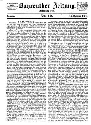 Bayreuther Zeitung Sonntag 19. Januar 1851