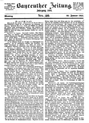 Bayreuther Zeitung Montag 20. Januar 1851