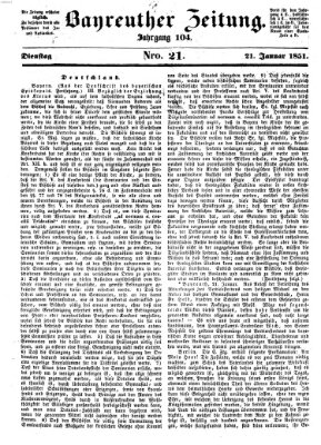 Bayreuther Zeitung Dienstag 21. Januar 1851