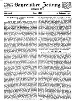 Bayreuther Zeitung Mittwoch 5. Februar 1851