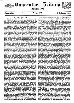 Bayreuther Zeitung Donnerstag 6. Februar 1851