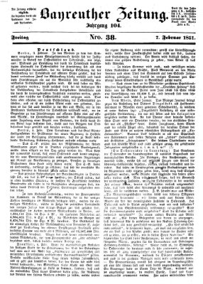 Bayreuther Zeitung Freitag 7. Februar 1851