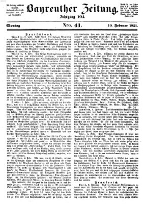 Bayreuther Zeitung Montag 10. Februar 1851