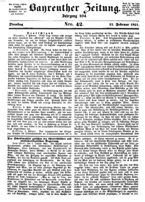 Bayreuther Zeitung Dienstag 11. Februar 1851