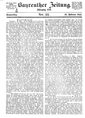 Bayreuther Zeitung Donnerstag 20. Februar 1851