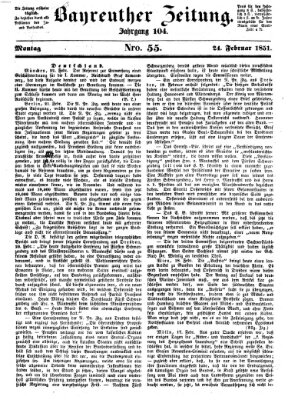 Bayreuther Zeitung Montag 24. Februar 1851