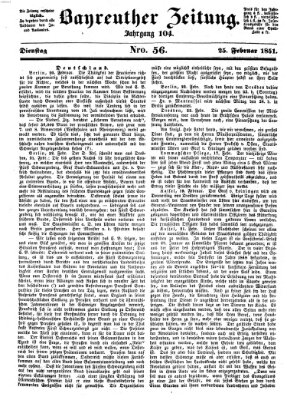 Bayreuther Zeitung Dienstag 25. Februar 1851