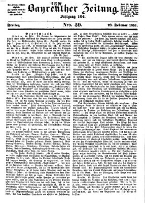 Bayreuther Zeitung Freitag 28. Februar 1851