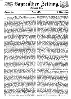 Bayreuther Zeitung Donnerstag 6. März 1851