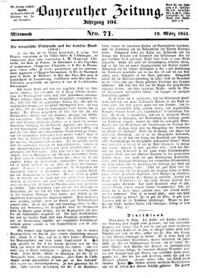 Bayreuther Zeitung Mittwoch 12. März 1851