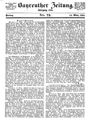 Bayreuther Zeitung Freitag 14. März 1851