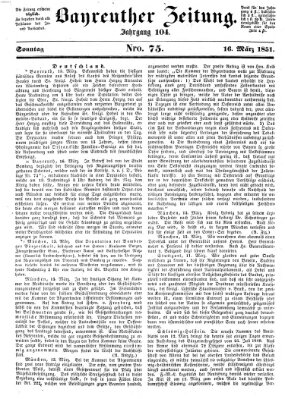 Bayreuther Zeitung Sonntag 16. März 1851