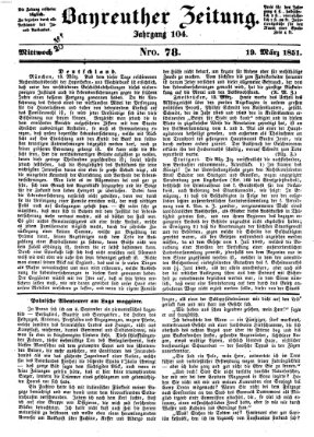 Bayreuther Zeitung Mittwoch 19. März 1851