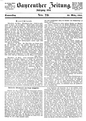 Bayreuther Zeitung Donnerstag 20. März 1851