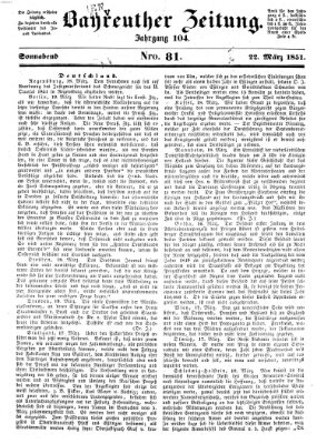 Bayreuther Zeitung Samstag 22. März 1851